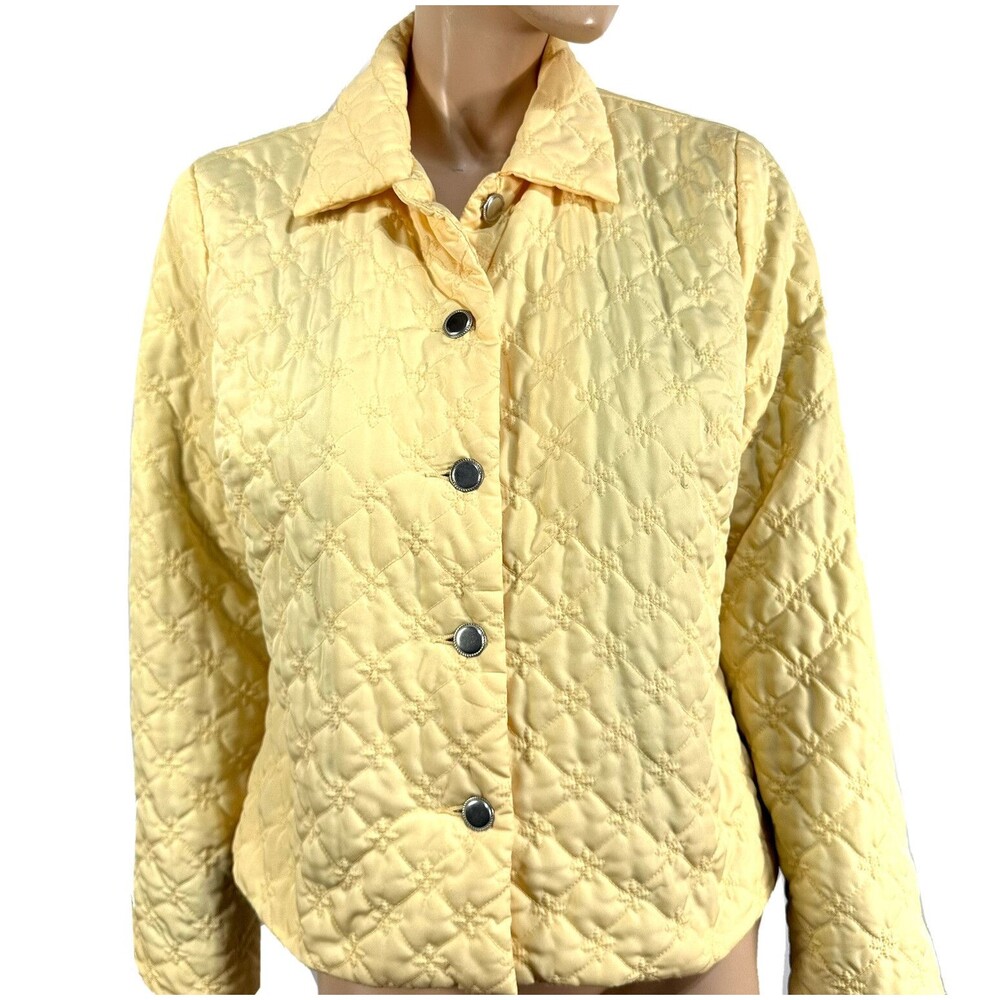 Croft & Barrow Yellow Quilted Jacket Coat Snap Front Size M Medium